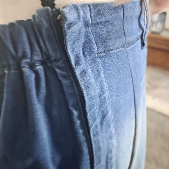 Washed Blue Denim Maxi Skirt with Front Slit - Picture 4 of 7